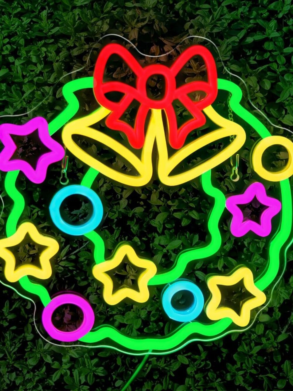 NEW Christmas Wreath Bells LED Neon Sign USB Wall Decor 12.8 x 12.17